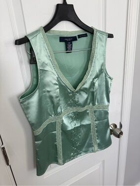 Jones Wear Mint Green Satin V-Neck Camisole